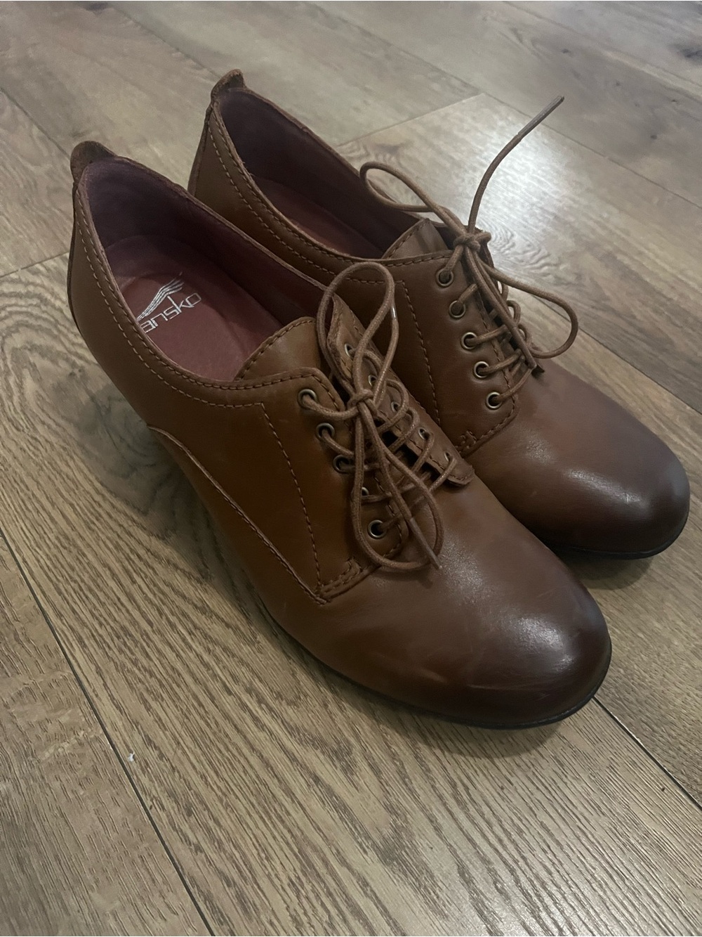 Dansko Women’s Brown Lace-Up Leather Heels